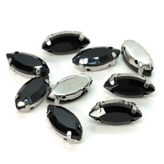 Стразы в цапах пришивные Лодочка 9х18 мм Черный 10 шт.