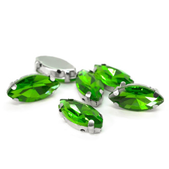 Стразы в цапах пришивные Лодочка 4х8 мм Салатовый 10 шт.