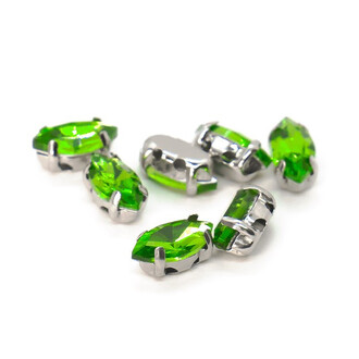 Стразы в цапах пришивные Лодочка 6х12 мм Салатовый 10 шт.