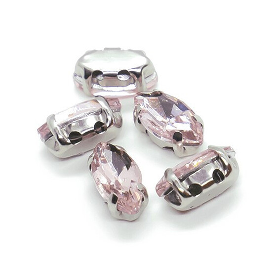 Стразы в цапах пришивные Лодочка 9х18 мм Розовый светлый 10 шт.