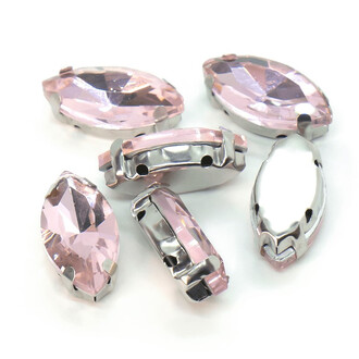 Стразы в цапах пришивные Лодочка 9х18 мм Розовый светлый 10 шт.