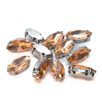 Стразы в цапах пришивные Лодочка 6х12 мм Водно-красный 10 шт.