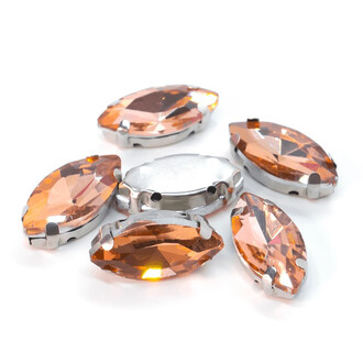 Стразы в цапах пришивные Лодочка 7х15 мм Водно-красный 10 шт.