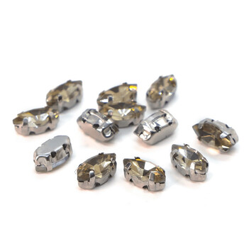 Стразы в цапах пришивные Лодочка 5х10 мм Бежевый 10 шт.