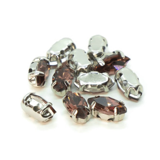 Стрази в оправі пришивні Човник 4х8 мм Слива 10 шт.