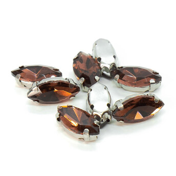 Стразы в цапах пришивные Лодочка 6х12 мм Слива 10 шт.