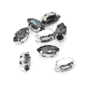 Стразы в цапах пришивные Лодочка 4х8 мм Серый 10 шт.