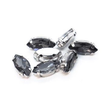 Стразы в цапах пришивные Лодочка 5х10 мм Серый 10 шт.