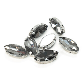 Стразы в цапах пришивные Лодочка 7х15 мм Серый 10 шт.