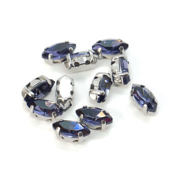 Стразы в цапах пришивные Лодочка 5х10 мм Фиолетовый 10 шт.