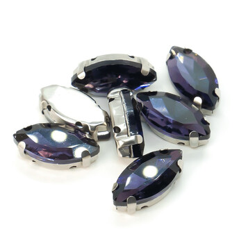 Стразы в цапах пришивные Лодочка 9х18 мм Фиолетовый 10 шт.