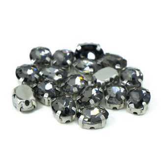 Стразы в цапах пришивные Овал 6х8 мм Серый 10 шт.