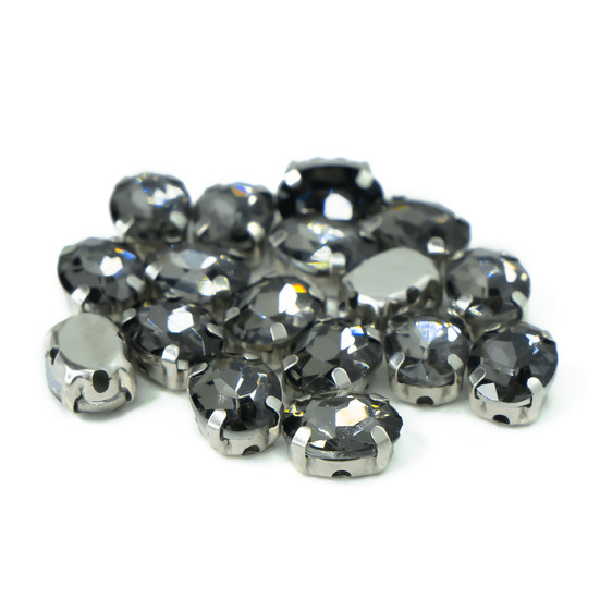 Стразы в цапах пришивные Овал 10х14 мм Серый 10 шт.