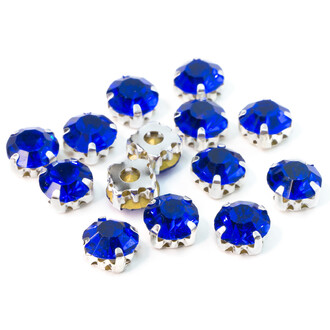 Стразы в цапах пришивные Круглые 8 мм Электрик 30 шт.
