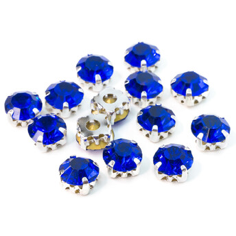 Стразы в цапах пришивные Круглые 8 мм Электрик 30 шт.