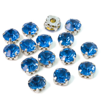 Стразы в цапах пришивные Круглые 8 мм Синий 30 шт.