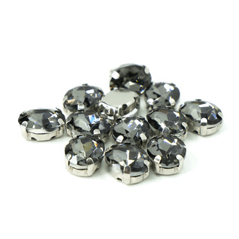 Стразы в цапах пришивные Овал 10х14 мм Серый 10 шт.