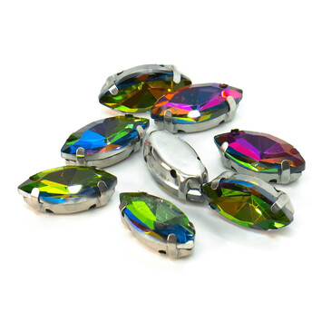 Стразы в цапах пришивные Лодочка 9х18 мм Красочный 10 шт.