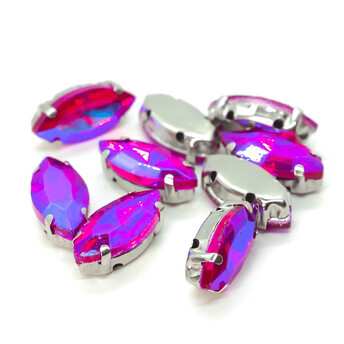 Стразы в цапах пришивные Лодочка 7х15 мм Красный АВ 5 шт.