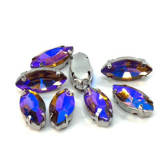 Стразы в цапах пришивные Лодочка 7х15 мм Шампань АВ 5 шт.