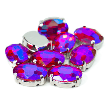 Стразы в цапах пришивные Овал 13х18 мм Красный АВ 5 шт.
