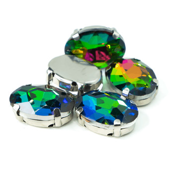 Стразы в цапах пришивные Овал 13х18 мм Красочный 10 шт.