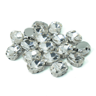 Стразы в цапах пришивные Овал 6х8 мм Прозрачный 10 шт.