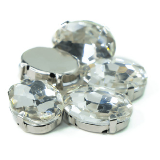 Стразы в цапах пришивные Овал 13х18 мм Прозрачный 10 шт.