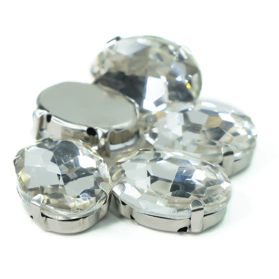 Стразы в цапах пришивные Овал 10х14 мм Прозрачный 10 шт.