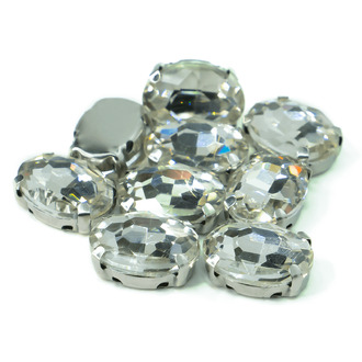 Стразы в цапах пришивные Овал 10х14 мм Прозрачный 10 шт.