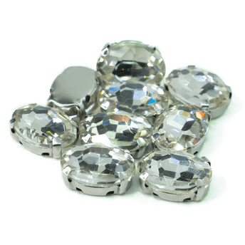 Стразы в цапах пришивные Овал 10х14 мм Прозрачный 10 шт.