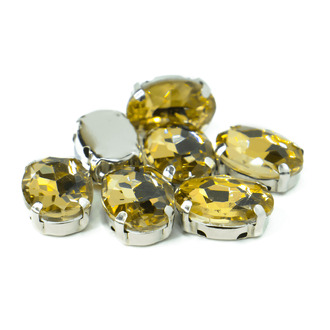 Стразы в цапах пришивные Овал 10х14 мм Цитрин 10 шт.