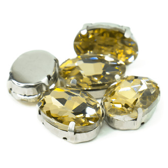 Стразы в цапах пришивные Овал 13х18 мм Цитрин 10 шт.