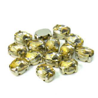 Стразы в цапах пришивные Овал 6х8 мм Цитрин 10 шт.