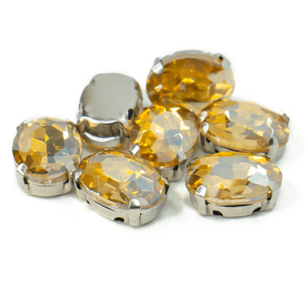 Стразы в цапах пришивные Овал 10х14 мм Шампань 10 шт.