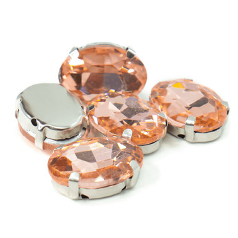 Стразы в цапах пришивные Овал 13х18 мм Водно-красный 10 шт.