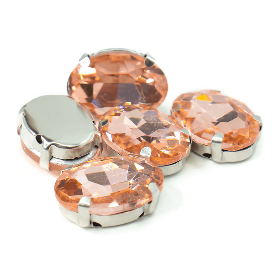 Стразы в цапах пришивные Овал 10х14 мм Водно-красный 10 шт.