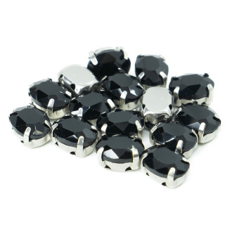 Стразы в цапах пришивные Овал 6х8 мм Черный 10 шт.