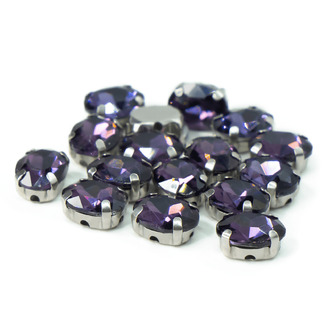 Стразы в цапах пришивные Овал 6х8 мм Фиолетовый 10 шт.
