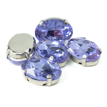 Стразы в цапах пришивные Овал 13х18 мм Сиреневый 10 шт.