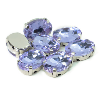 Стразы в цапах пришивные Овал 10х14 мм Сиреневый 10 шт.
