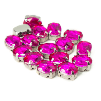 Стразы в цапах пришивные Овал 6х8 мм Розовый 10 шт.