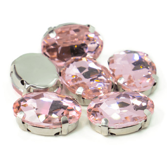 Стразы в цапах пришивные Овал 13х18 мм Розовый светлый 10 шт.