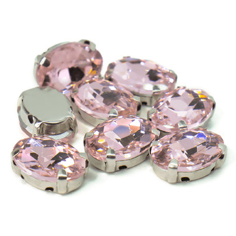 Стразы в цапах пришивные Овал 10х14 мм Розовый светлый 10 шт.