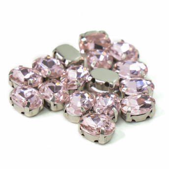 Стразы в цапах пришивные Овал 6х8 мм Розовый светлый 10 шт.