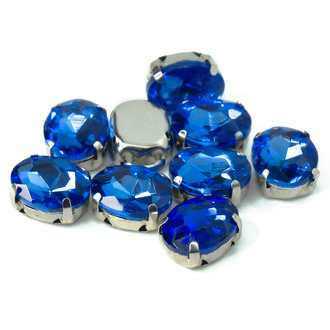 Стразы в цапах пришивные Овал 8х10 мм Синий 10 шт.