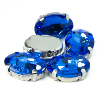 Стразы в цапах пришивные Овал 13х18 мм Синий 10 шт.