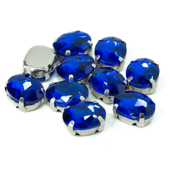 Стразы в цапах пришивные Овал 10х14 мм Электрик 10 шт.