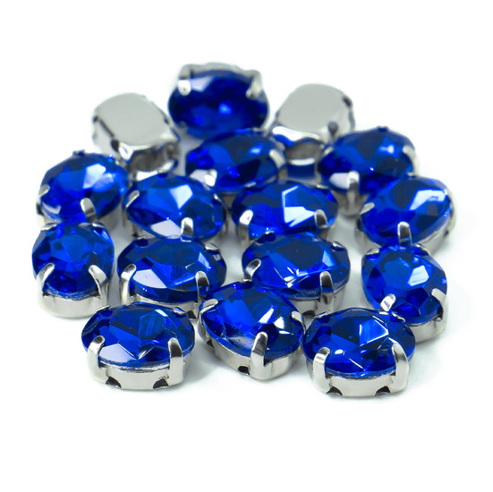 Стразы в цапах пришивные Овал 10х14 мм Электрик 10 шт.