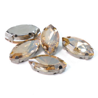 Стразы в цапах пришивные Лодочка 9х18 мм Шампань 10 шт.